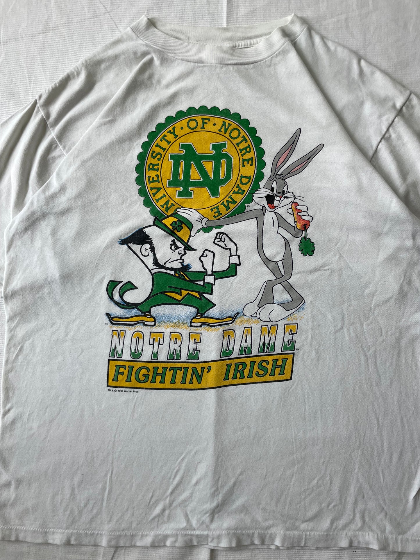 Vintage Notre Dame Bugs Bunny Looney Tunes Tee XLarge