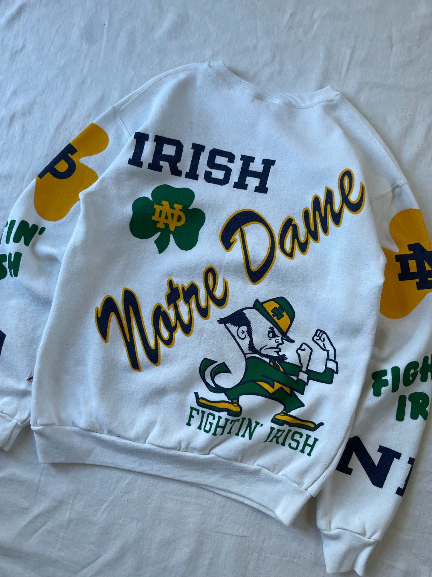 Vintage Notre Dame All Over Print Crewneck Medium
