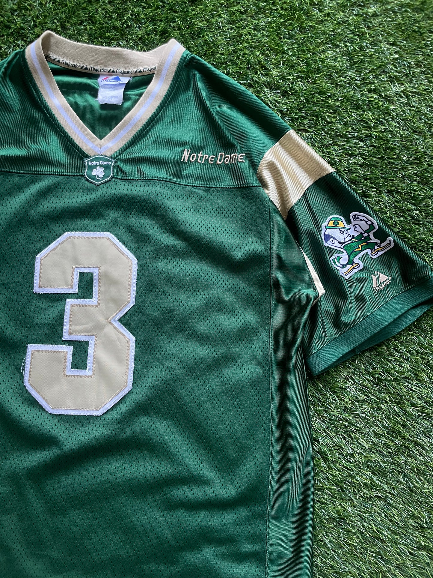 Vintage Notre Dame Green #3 Football Jersey Large/XLarge