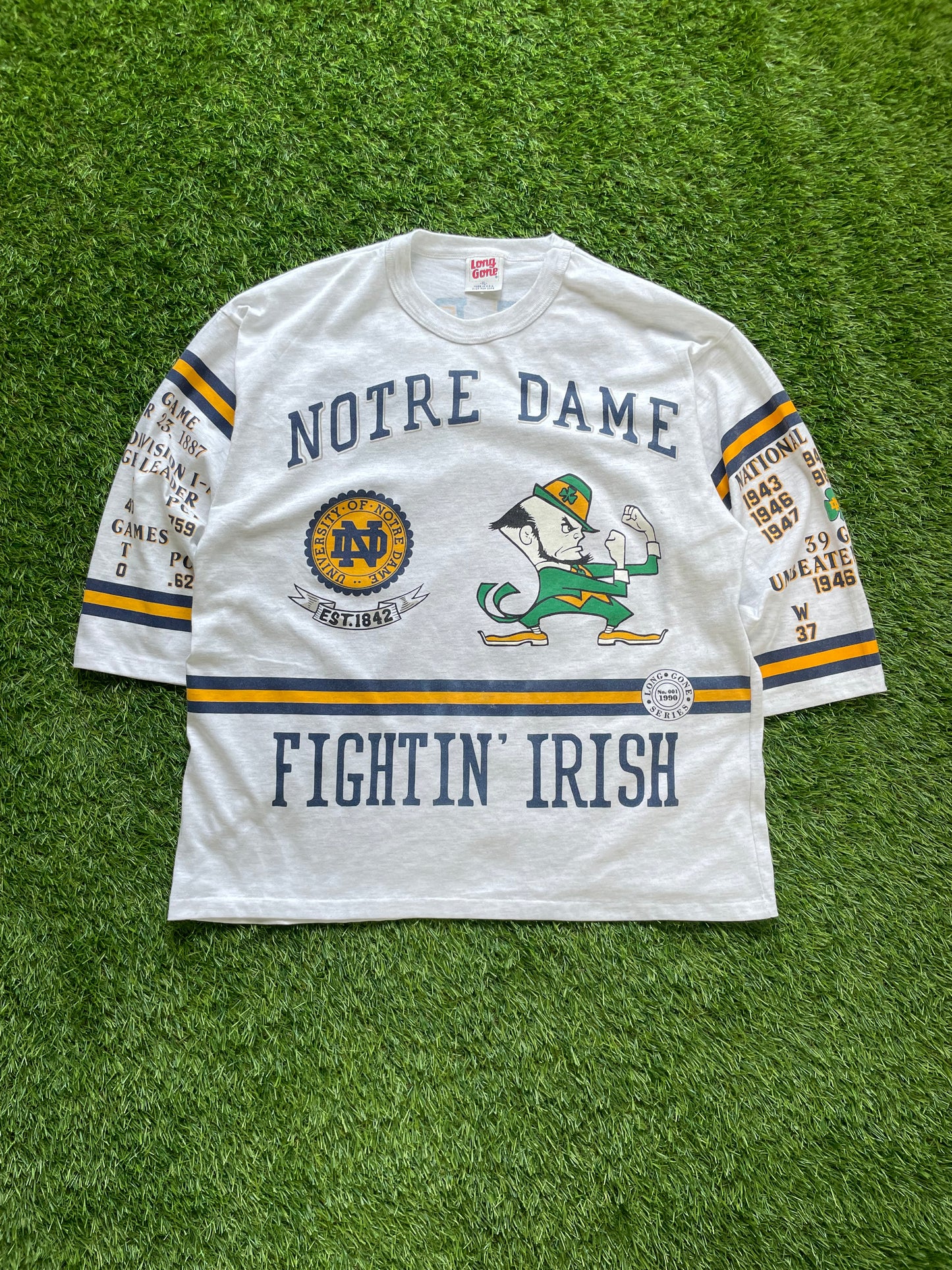 Vintage Notre Dame Football National Championship 3/4 Quarter Shirt XLarge