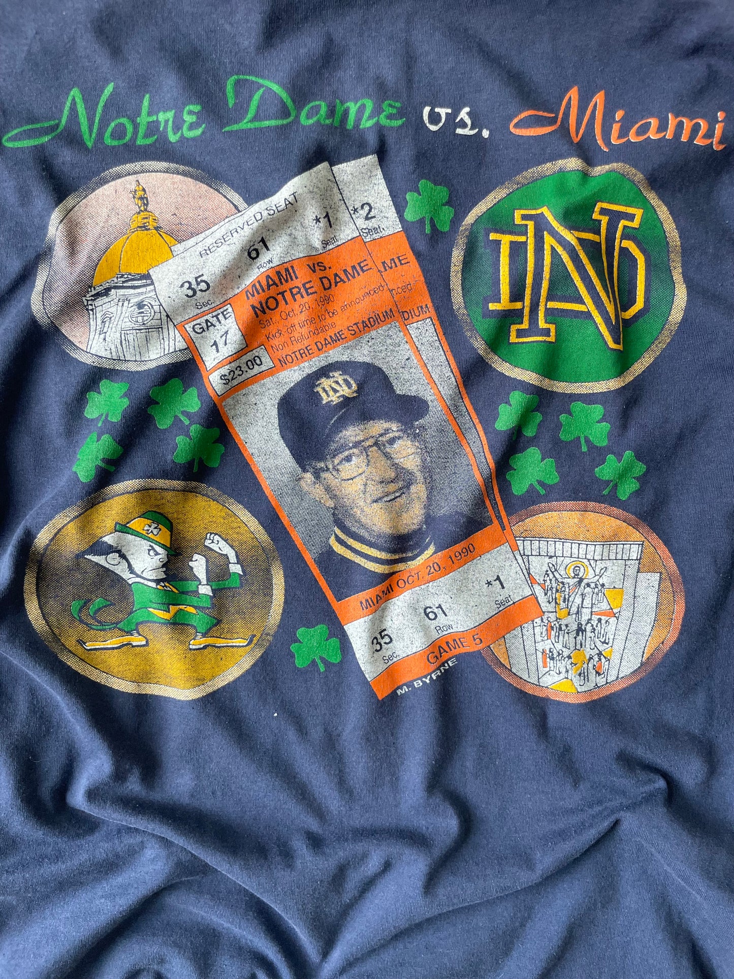 Vintage 1990 Notre Dame vs. Miami Long Sleeve Large/XLarge