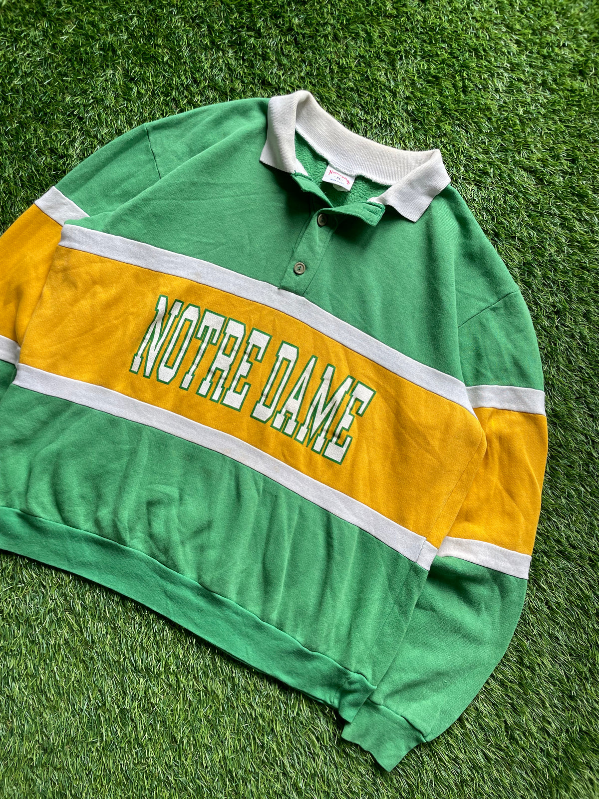Vintage Notre Dame Rugby Polo Sweatshirt Large/XLarge