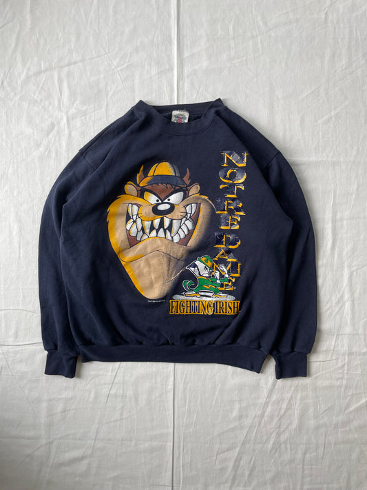 Vintage Notre Dame Taz Looney Tunes Crewneck XLarge