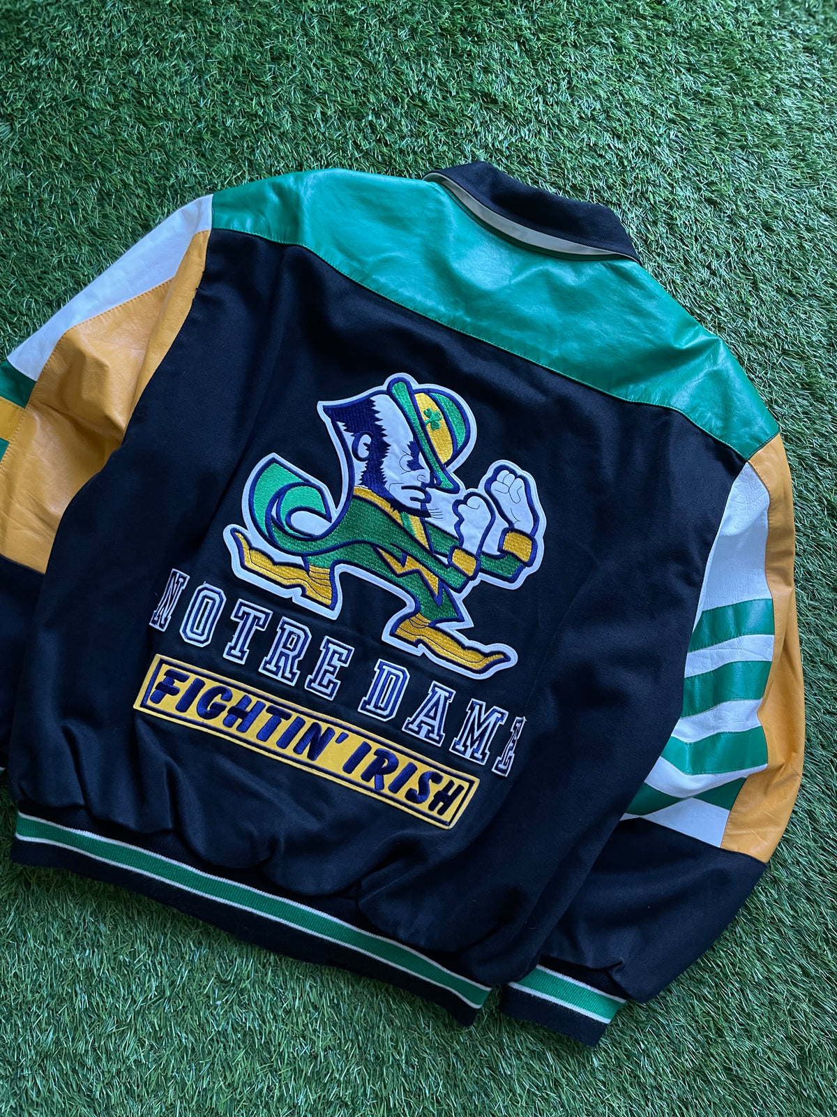 Vintage Notre Dame Fightin’ Irish Leather/ Canvas Varsity Jacket XLarge
