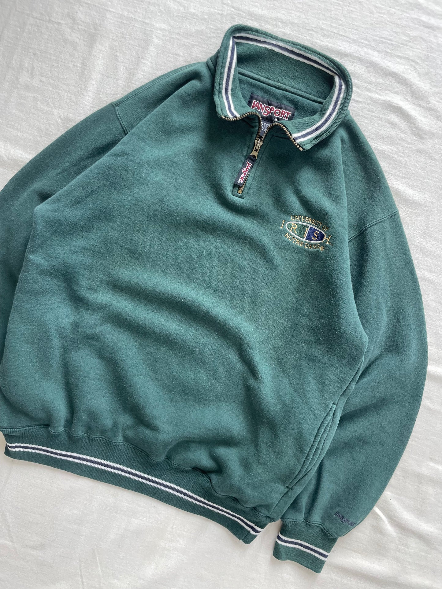 Vintage Notre Dame Green Quarter Zip Medium