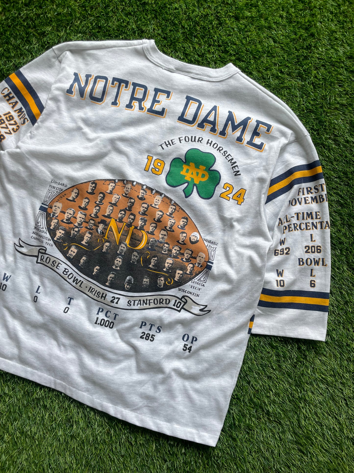 Vintage Notre Dame Football National Championship 3/4 Quarter Shirt XLarge