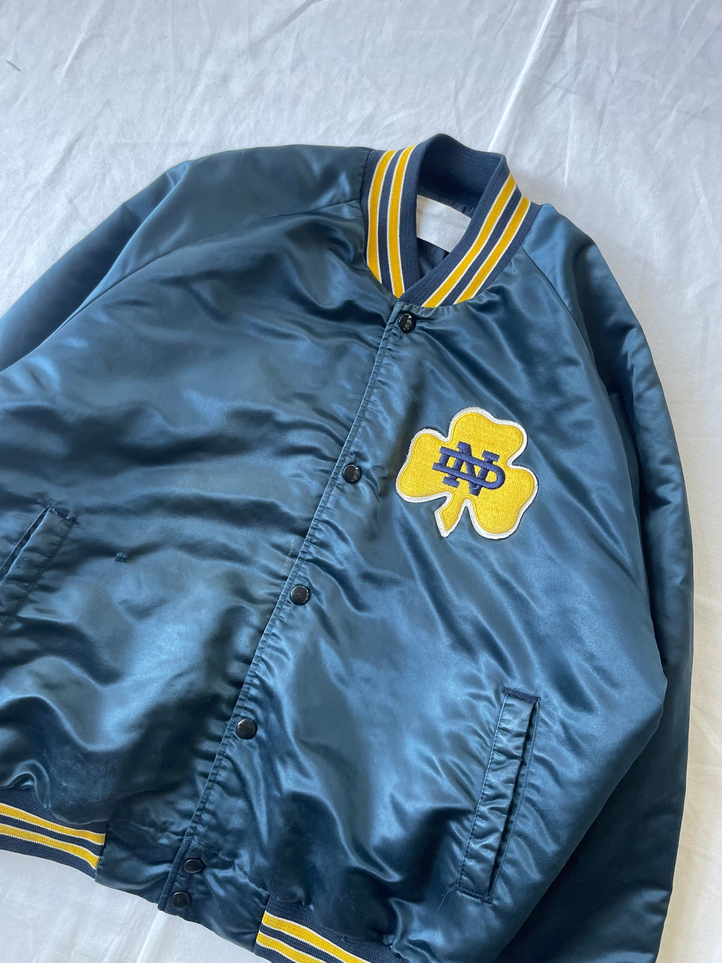 Vintage Notre Dame Satin Jacket Jacket Large
