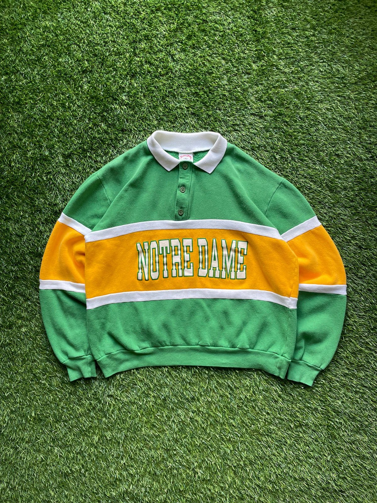 Vintage Notre Dame Rugby Polo Sweatshirt Large/XLarge