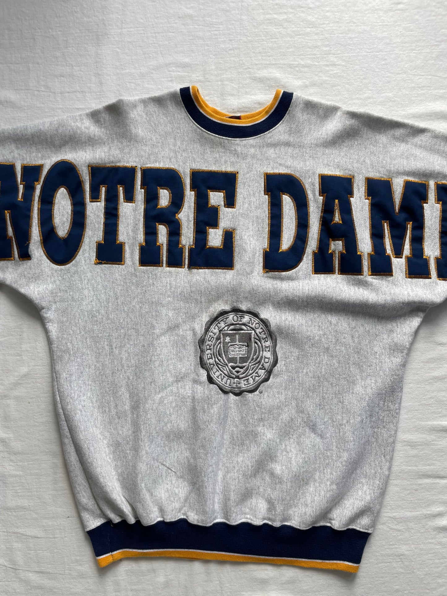 Vintage Notre Dame Spell Out Crewneck 2XL