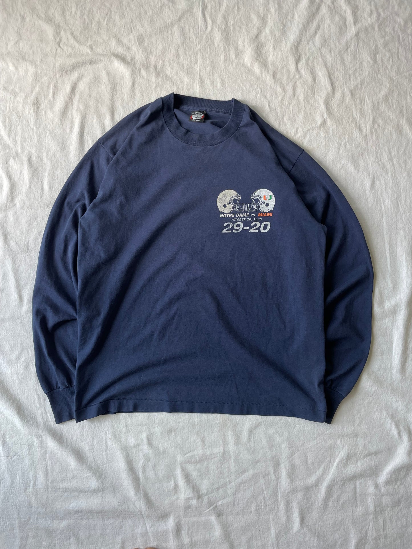 Vintage 1990 Notre Dame vs. Miami Long Sleeve Large/XLarge