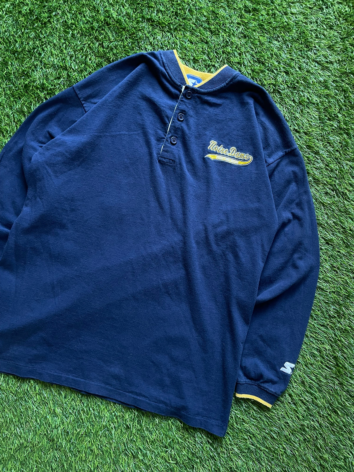 Vintage Notre Dame Henley Long Sleeve Shirt Medium