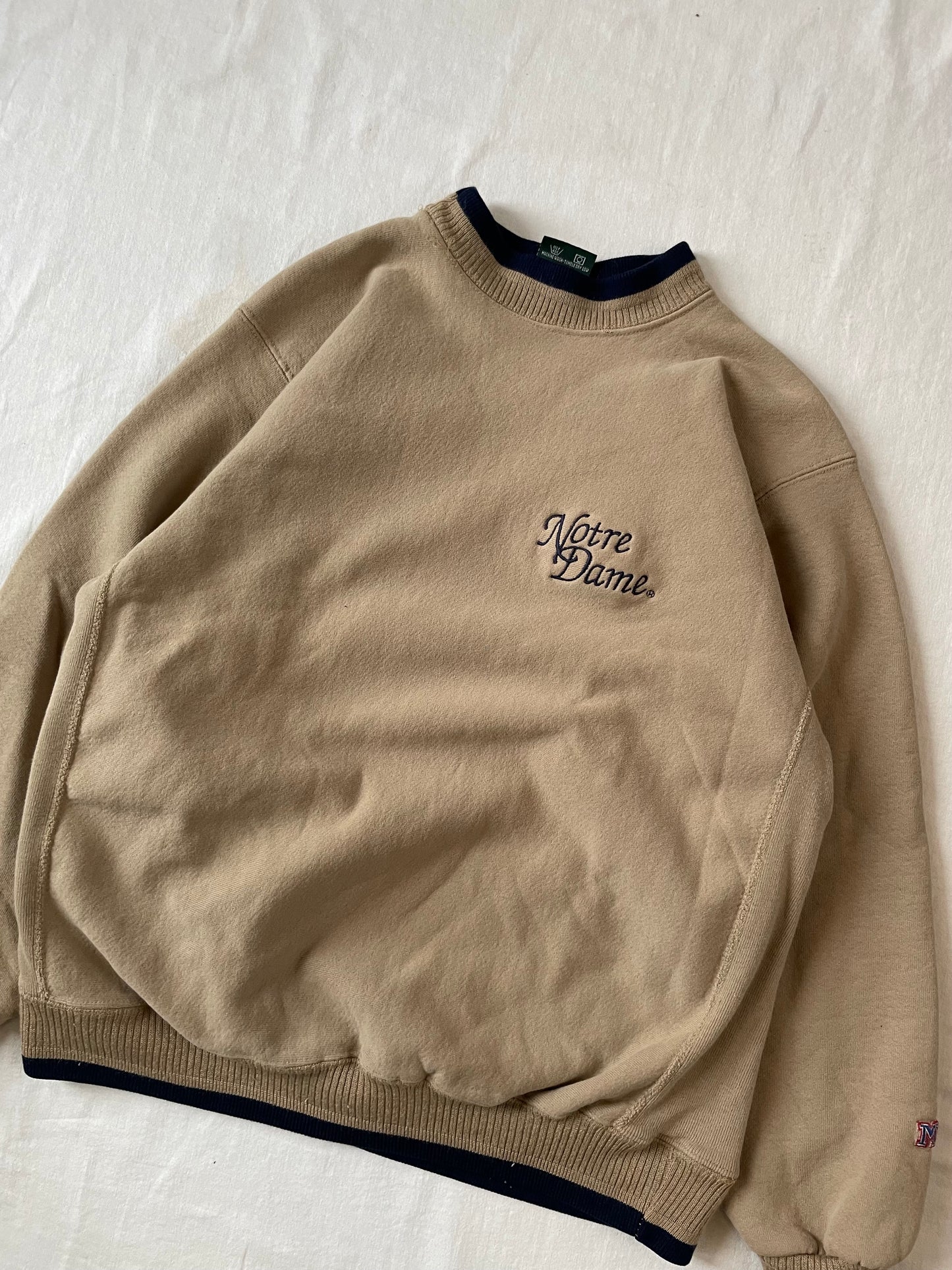 Vintage Notre Dame Tan Crewneck Large