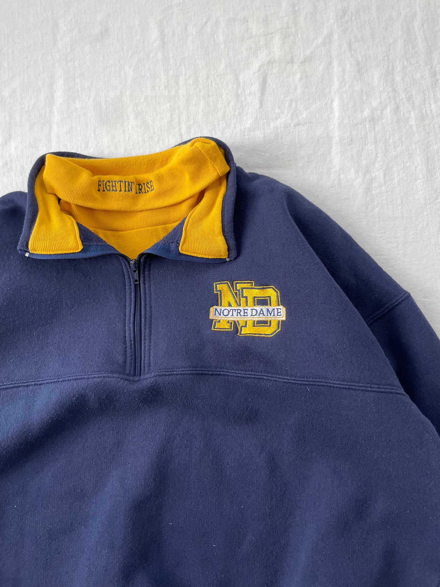 Vintage Notre Dame Quarter Zip Turtleneck Sweatshirt XLarge