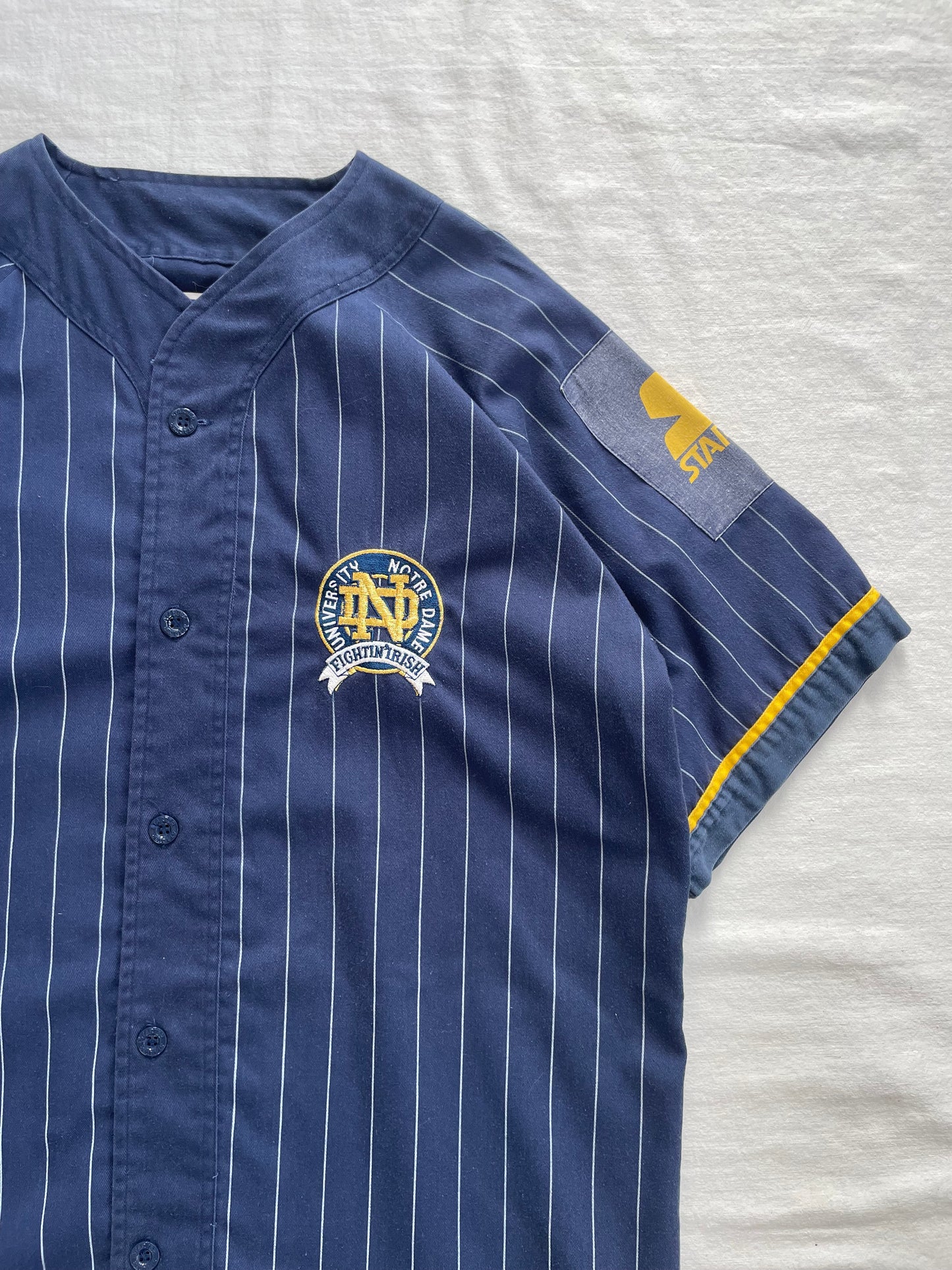 Vintage Notre Dame Pinstripe Baseball Jersey Large