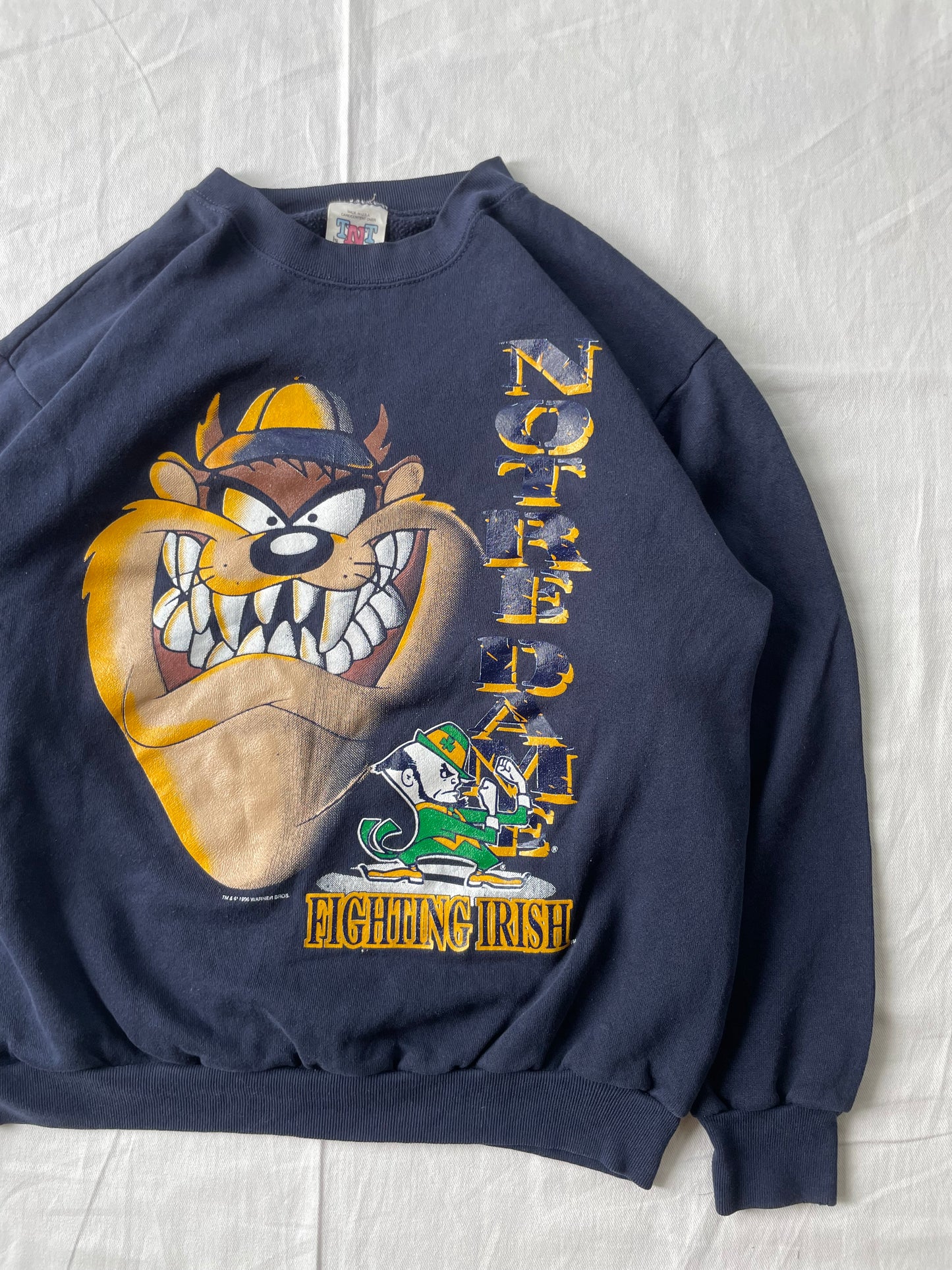 Vintage Notre Dame Taz Looney Tunes Crewneck XLarge