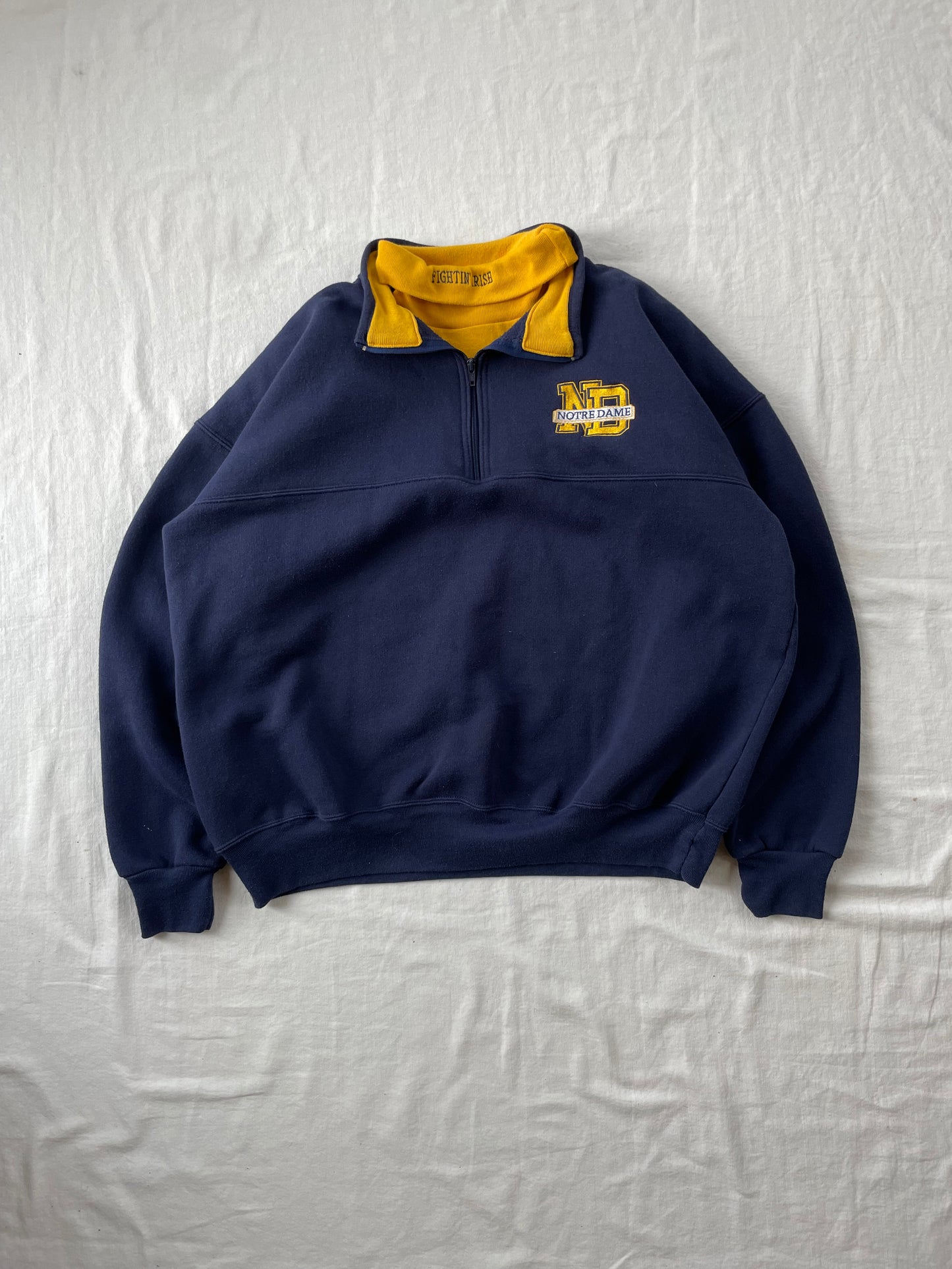 Vintage Notre Dame Quarter Zip Turtleneck Sweatshirt XLarge