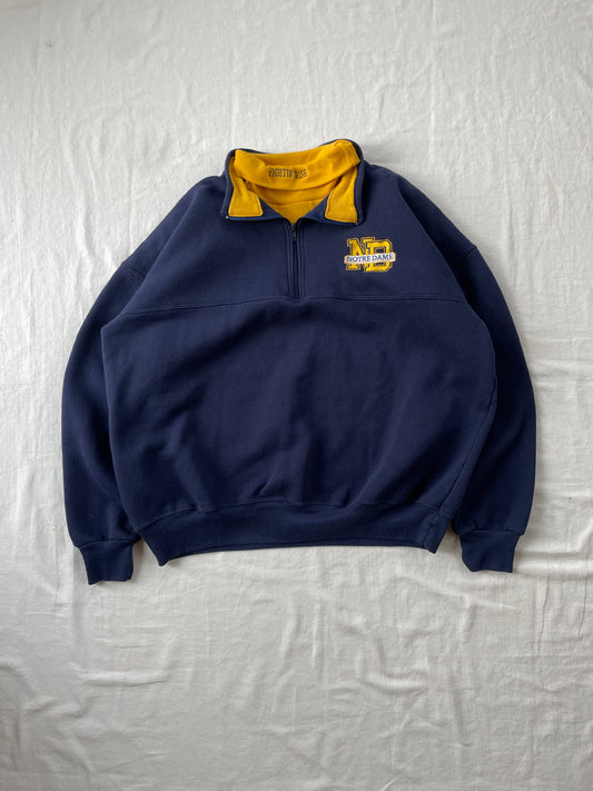 Vintage Notre Dame Quarter Zip Turtleneck Sweatshirt XLarge