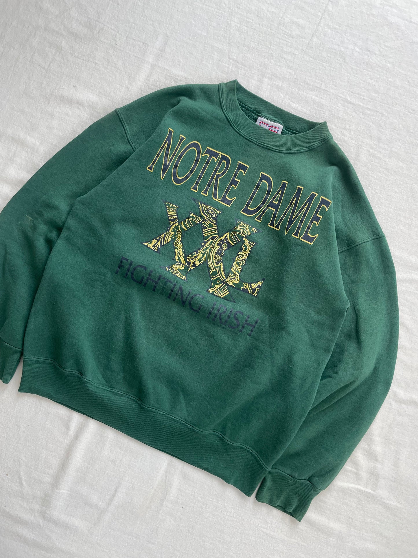 Vintage Notre Dame Green Crewneck Large