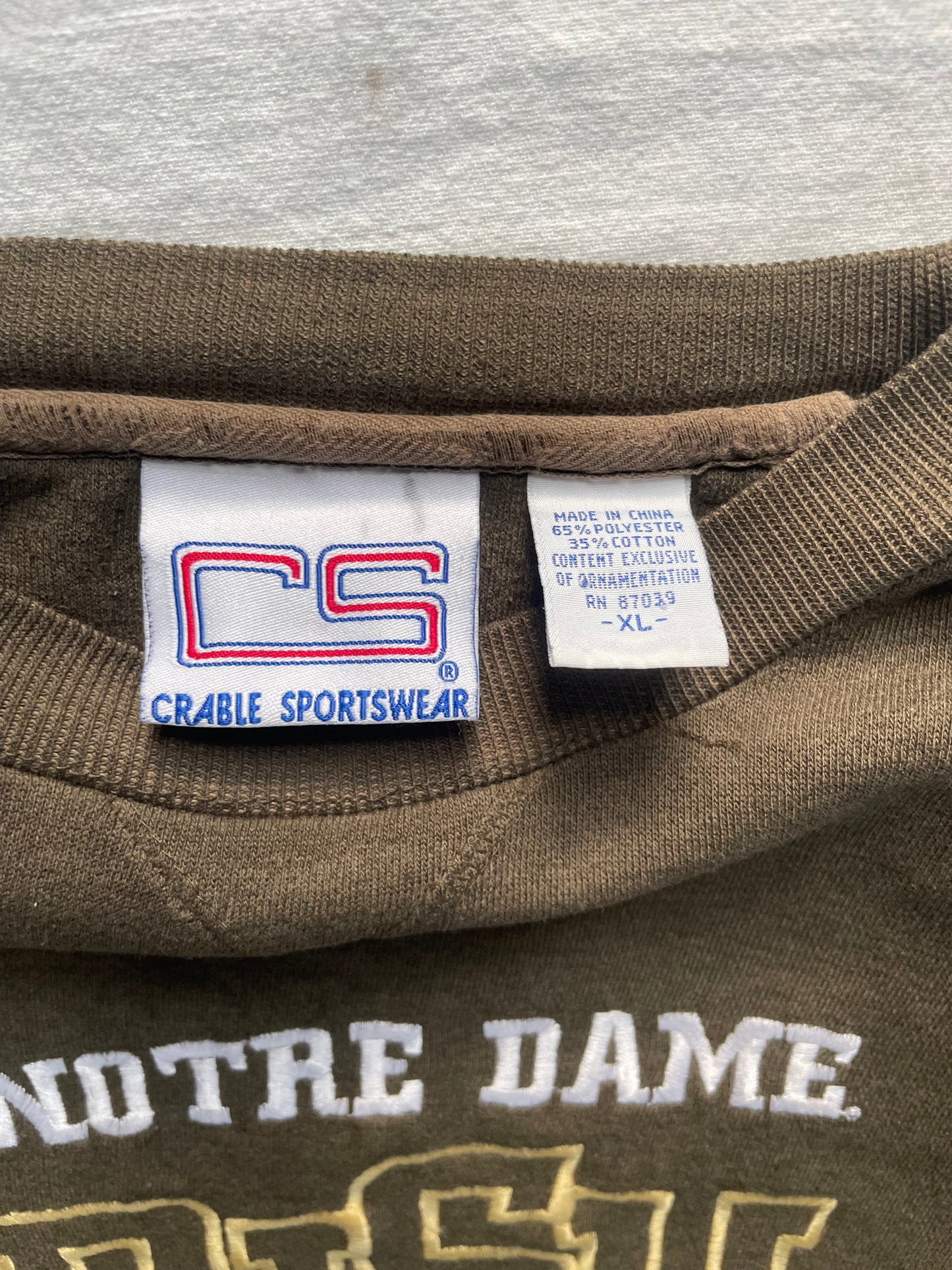Vintage Notre Dame Brown Irish Crewneck XLarge