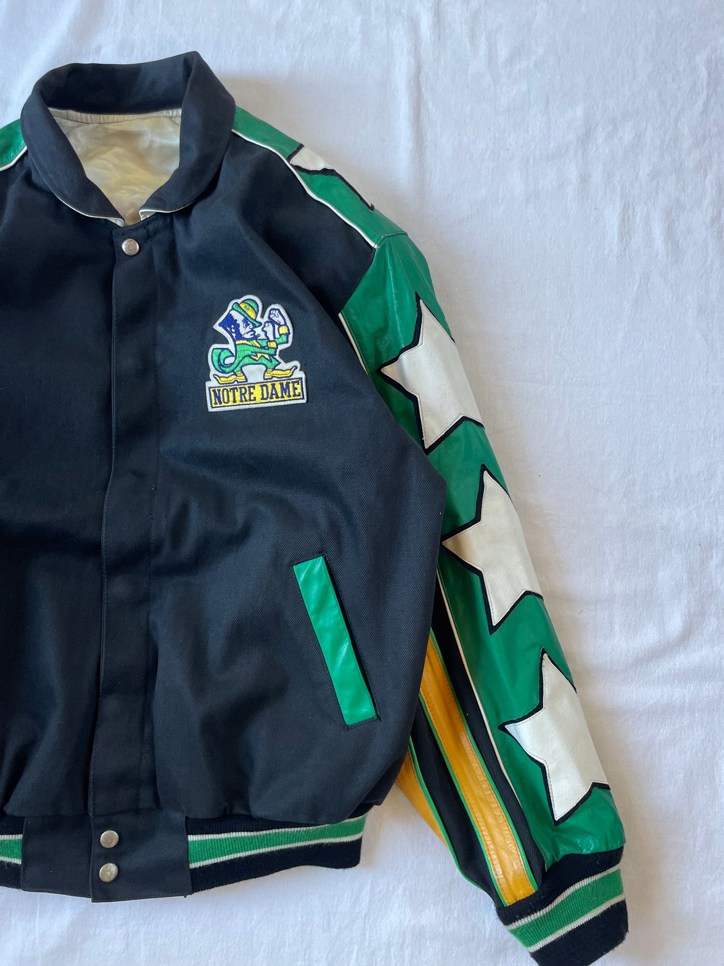 Vintage Notre Dame Jeff Hamilton Leather Stars Jacket XLarge