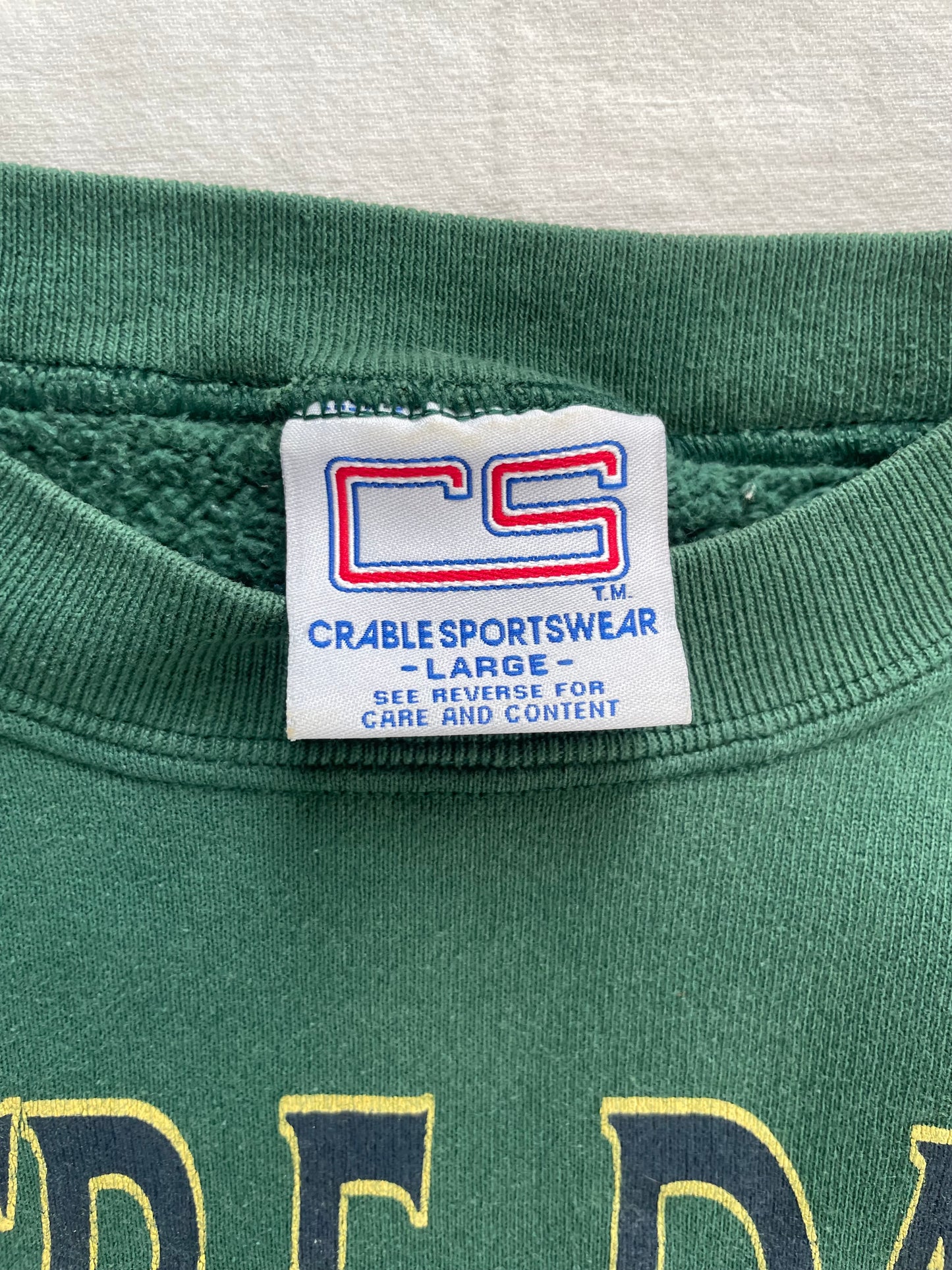 Vintage Notre Dame Green Crewneck Large