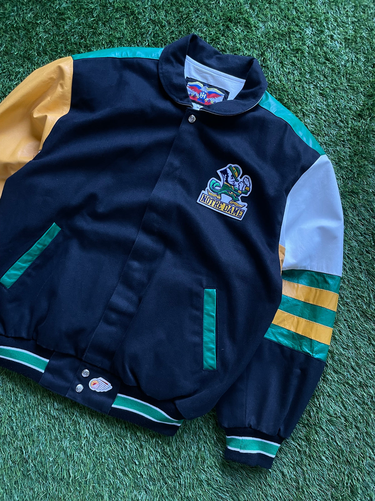 Vintage Notre Dame Fightin’ Irish Leather/ Canvas Varsity Jacket XLarge