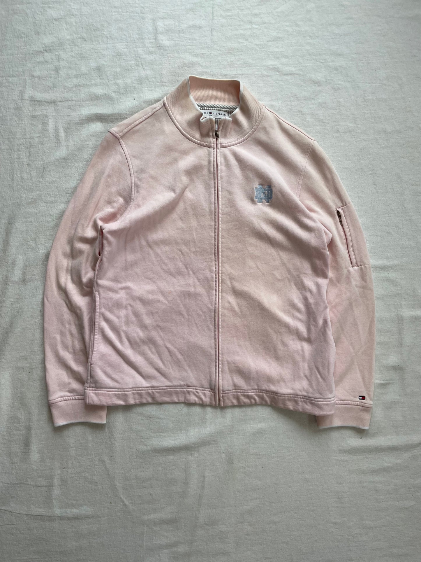 Vintage Notre Dame Tommy Hilfiger Womens Pink Zip Up Medium