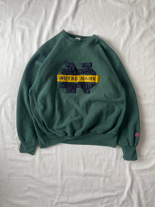 Vintage Notre Dame Green Crewneck XLarge