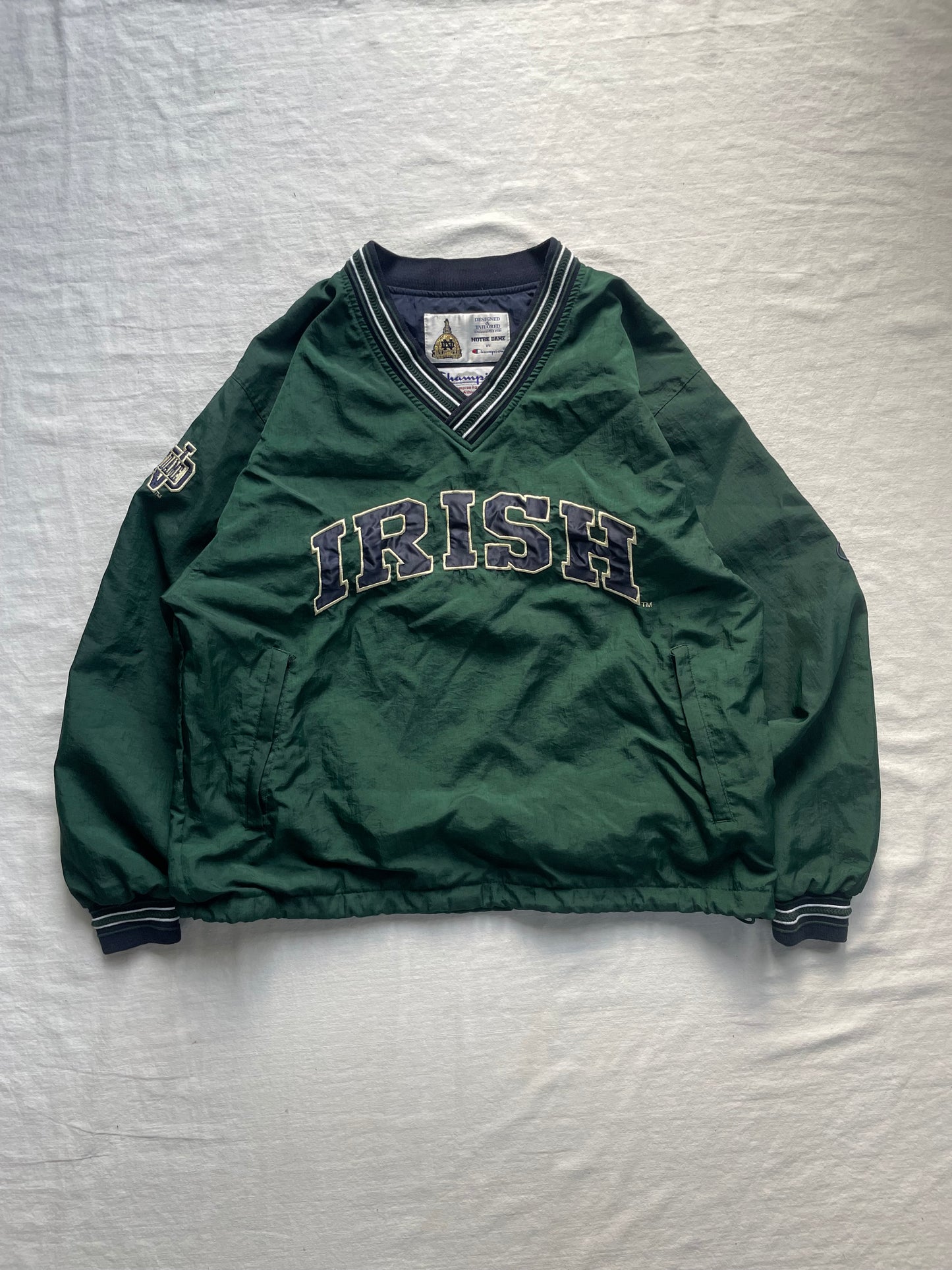 Vintage Notre Dame Green Pullover Windbreaker Medium