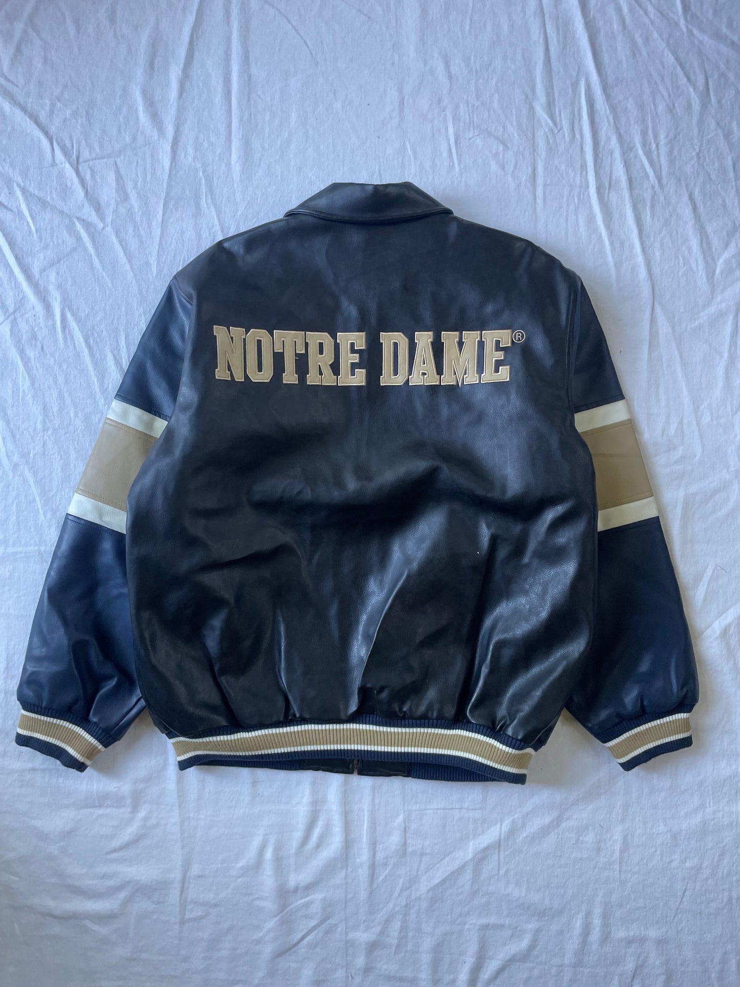 Vintage Notre Dame Leather Bomber Jacket Large