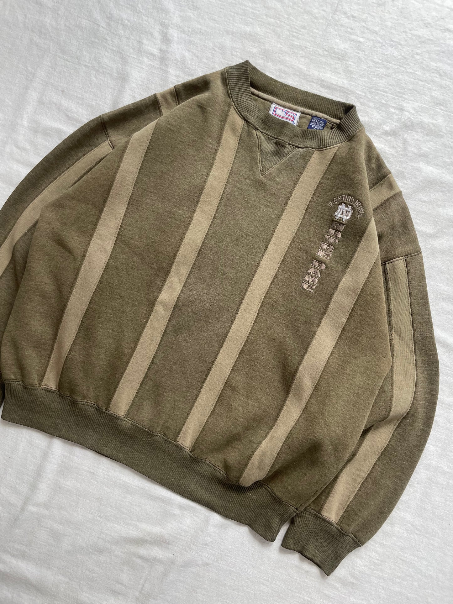 Vintage Notre Dame Striped Crewneck Medium/Large