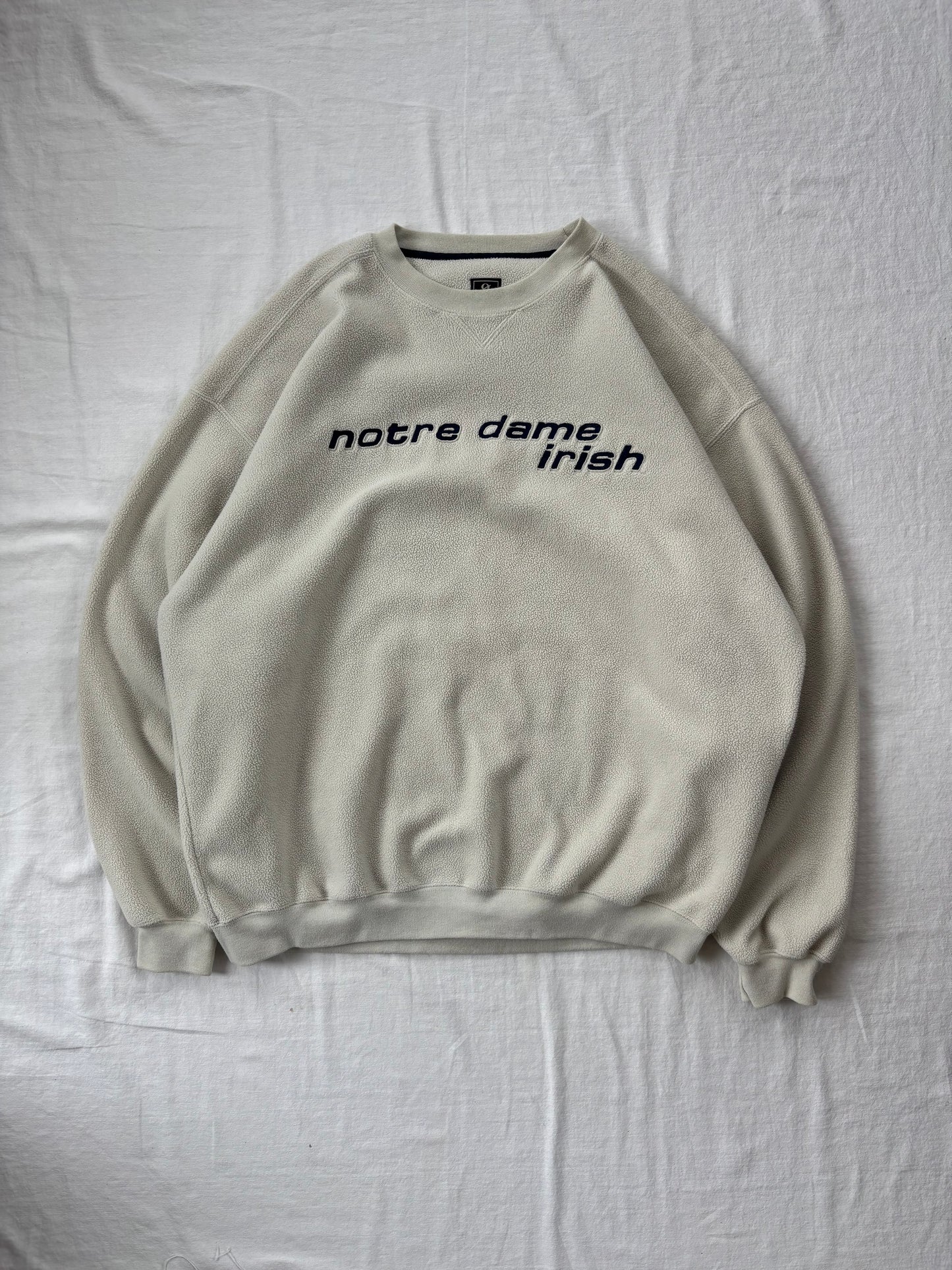Vintage Notre Dame Cream Fleece Crewneck 2XL
