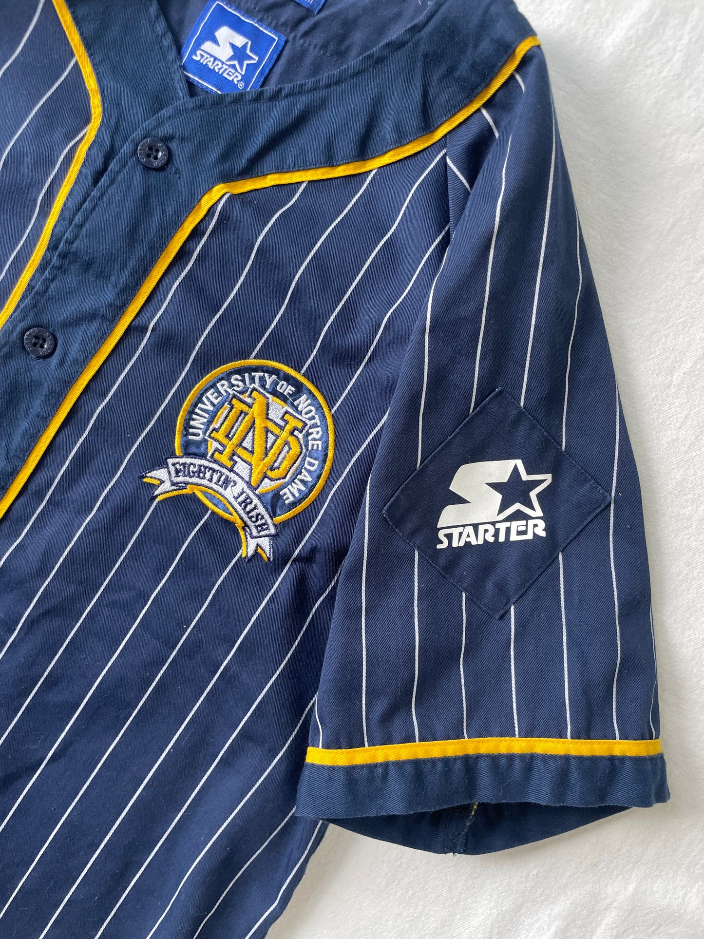 Vintage Notre Dame Pinstripe Baseball Jersey Medium