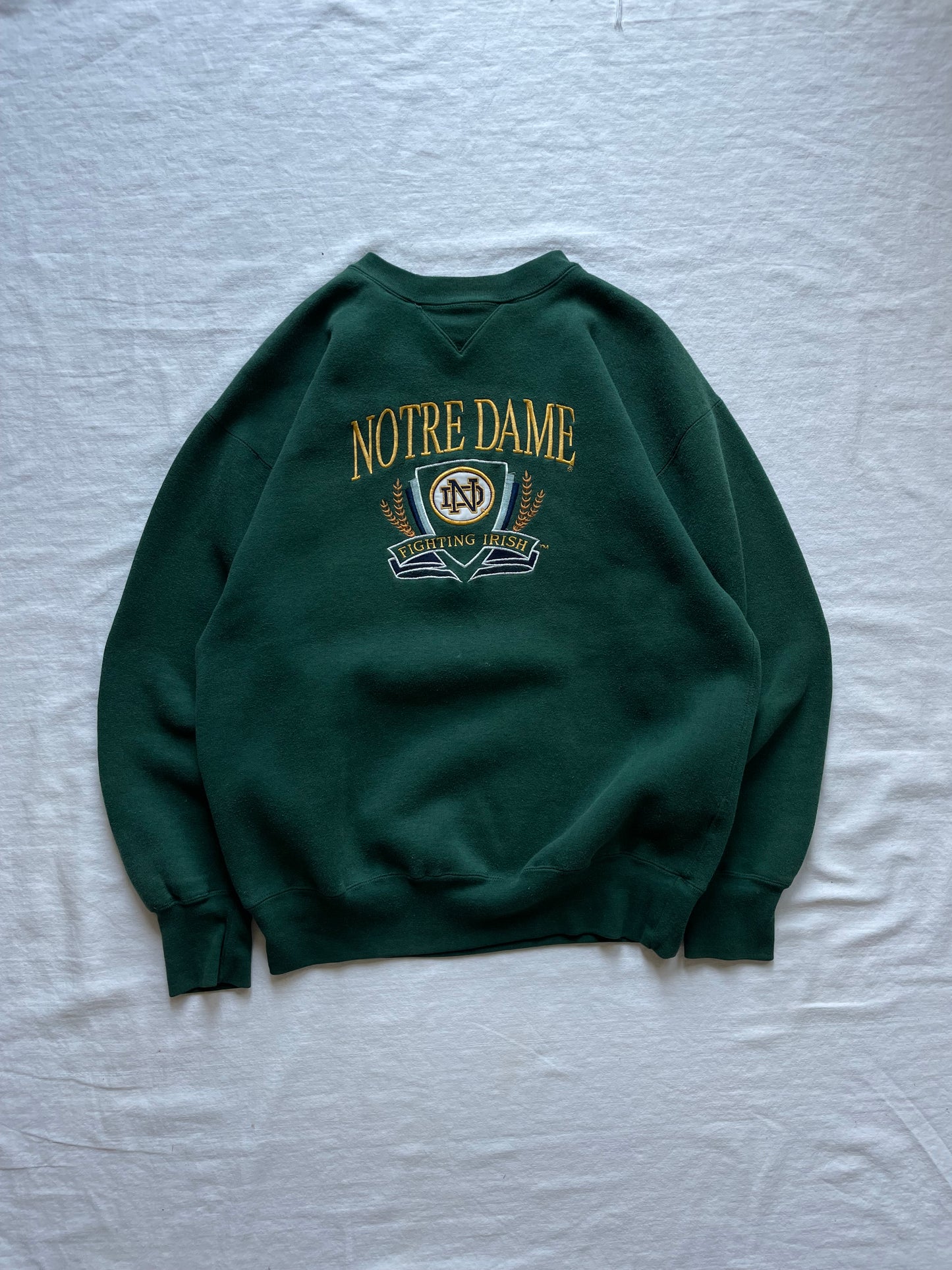 Vintage Notre Dame Green Crewneck Large