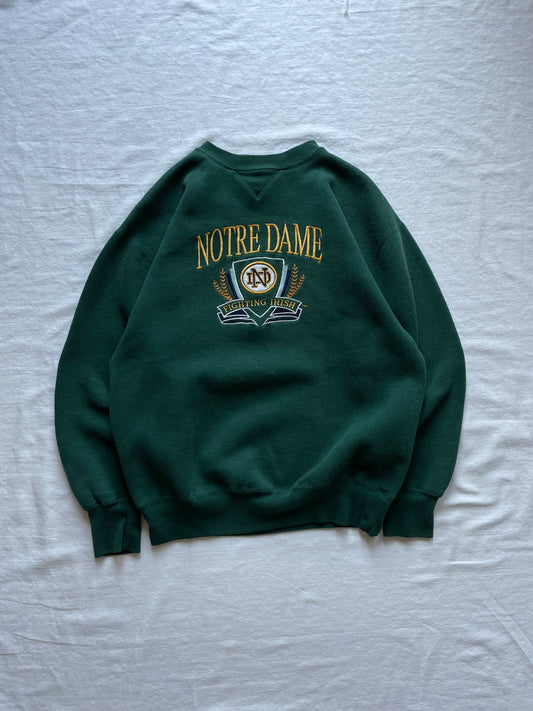 Vintage Notre Dame Green Crewneck Large