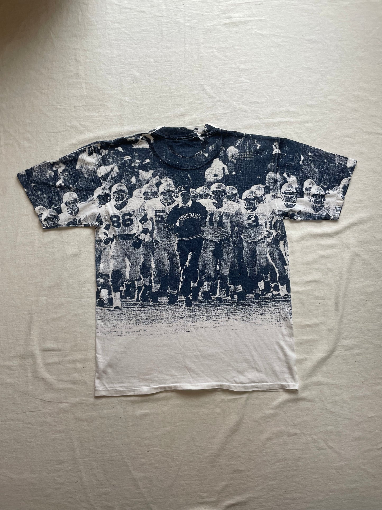 Vintage Notre Dame Football Lou Holtz All Over Print Tee Large/XLarge