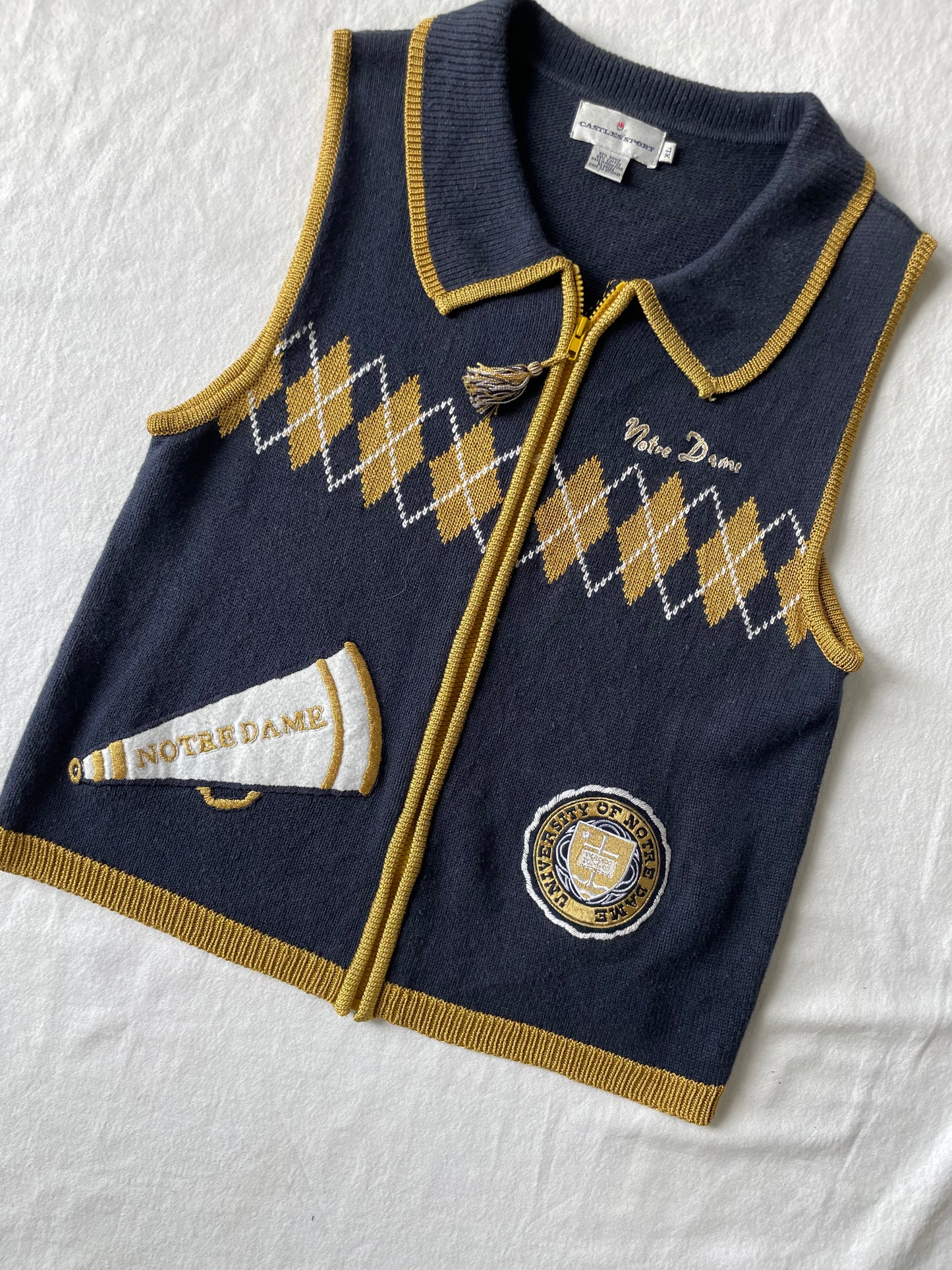 Vintage Notre Dame Sweater Vest XLarge