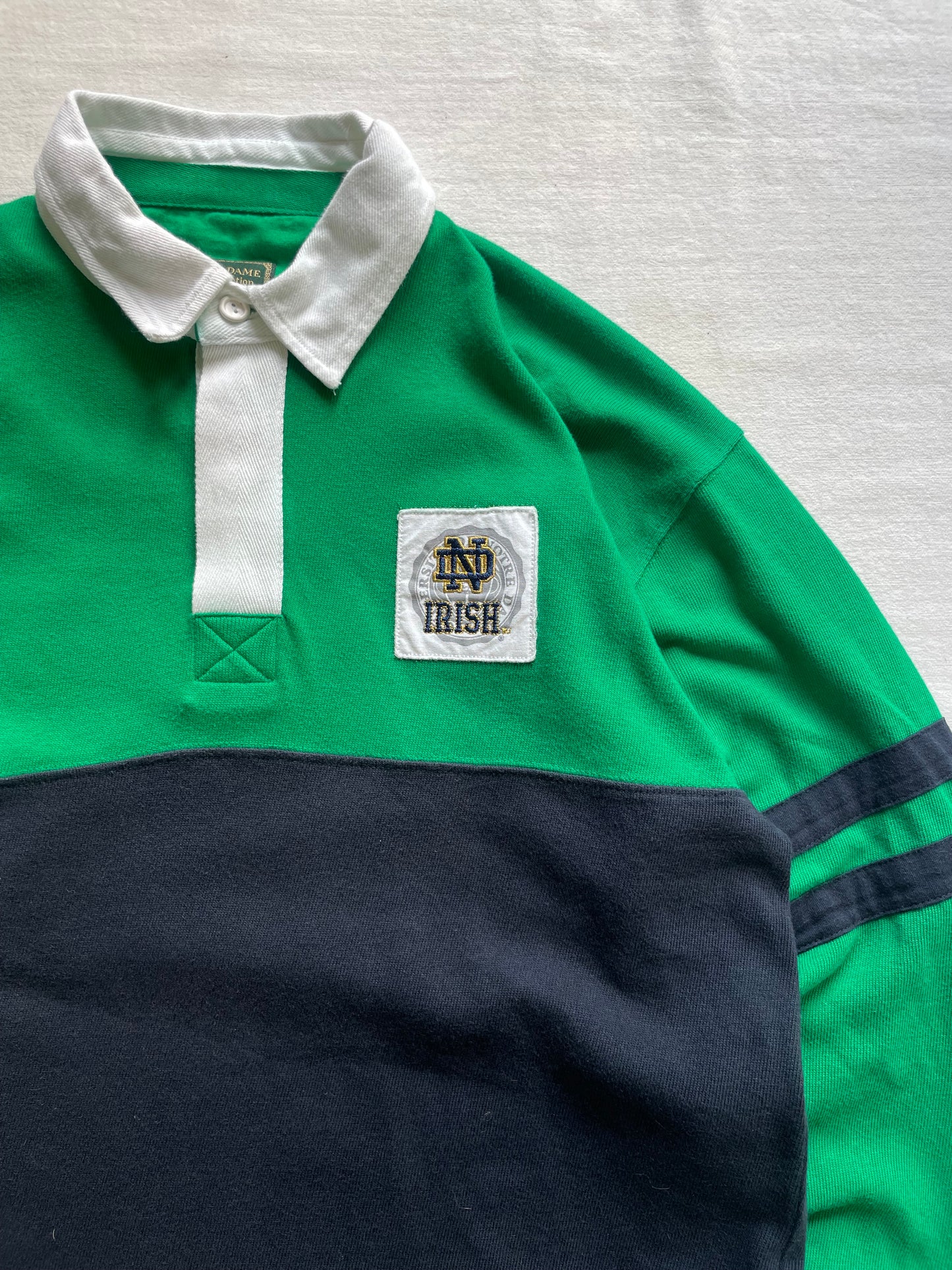 Vintage Notre Dame Green Irish Rugby Polo Small