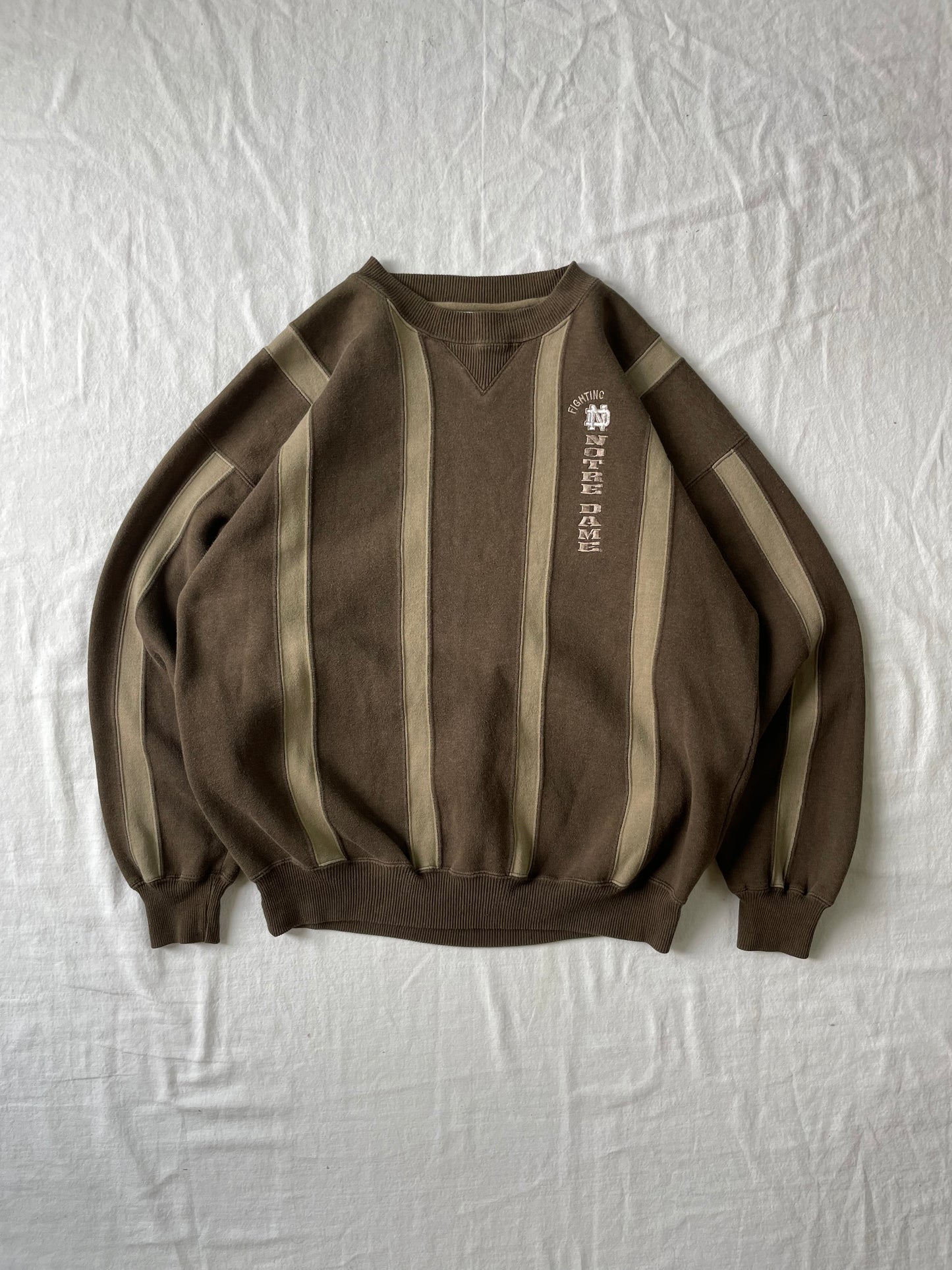 Vintage Notre Dame Striped Crewneck Large