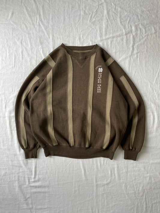 Vintage Notre Dame Striped Crewneck Large