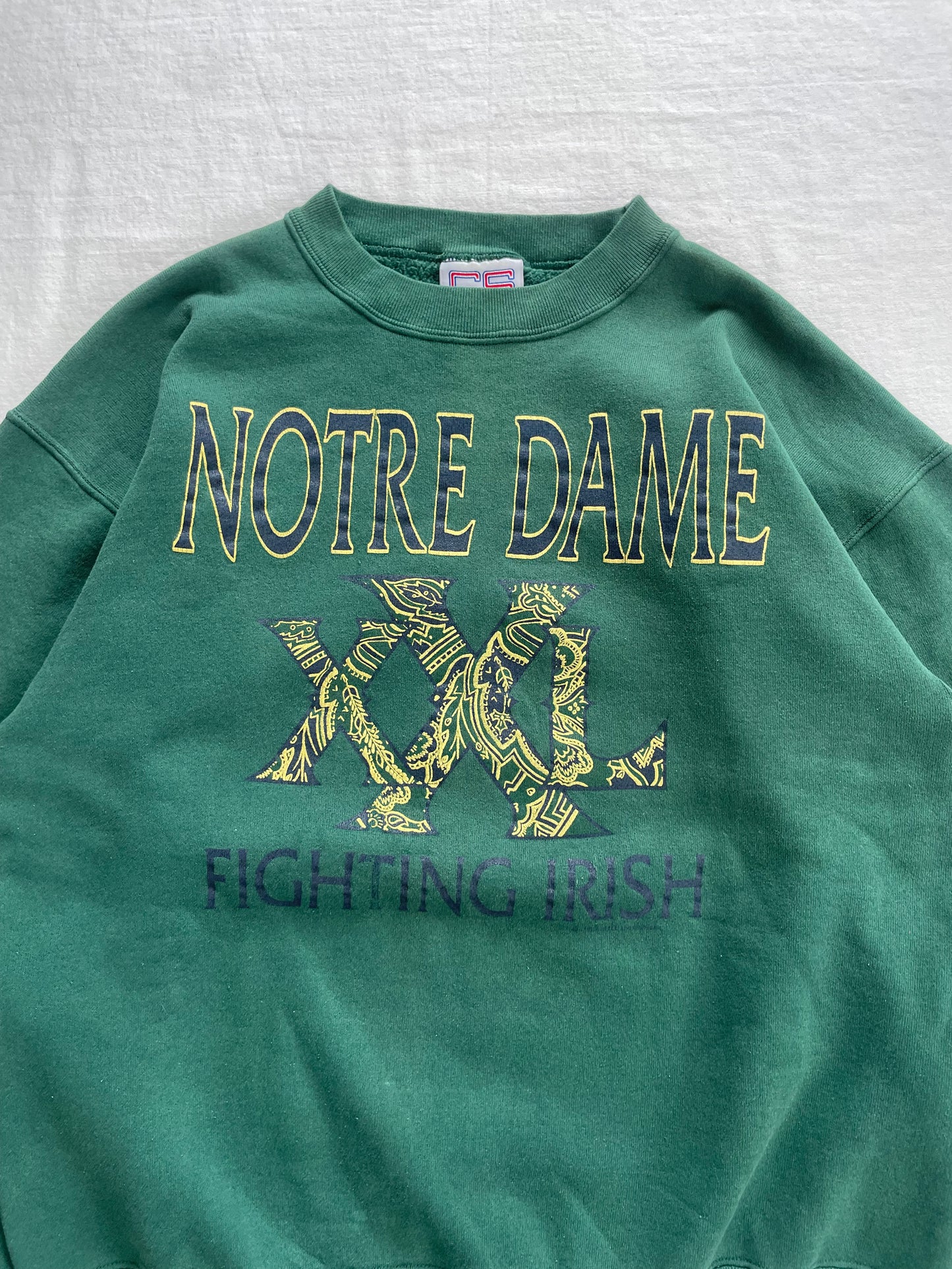 Vintage Notre Dame Green Crewneck Large