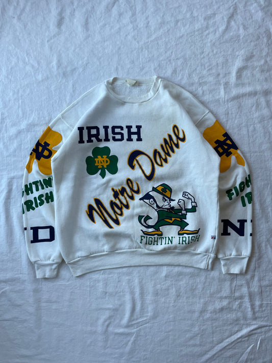 Vintage Notre Dame Fightin’ Irish AOP Crewneck XLarge