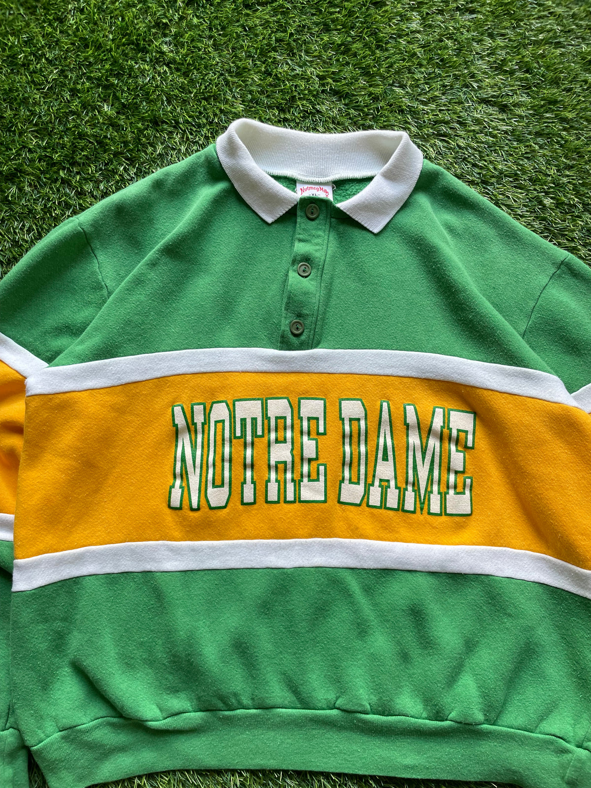 Vintage Notre Dame Rugby Polo Sweatshirt Large/XLarge