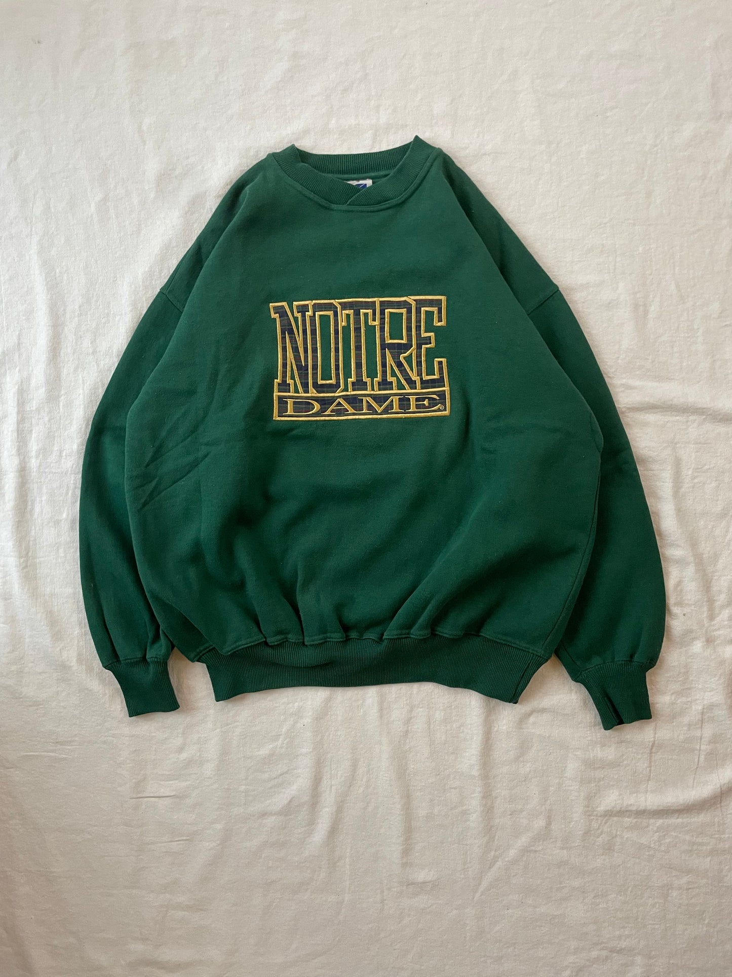 Vintage Notre Dame Green Crewneck Large