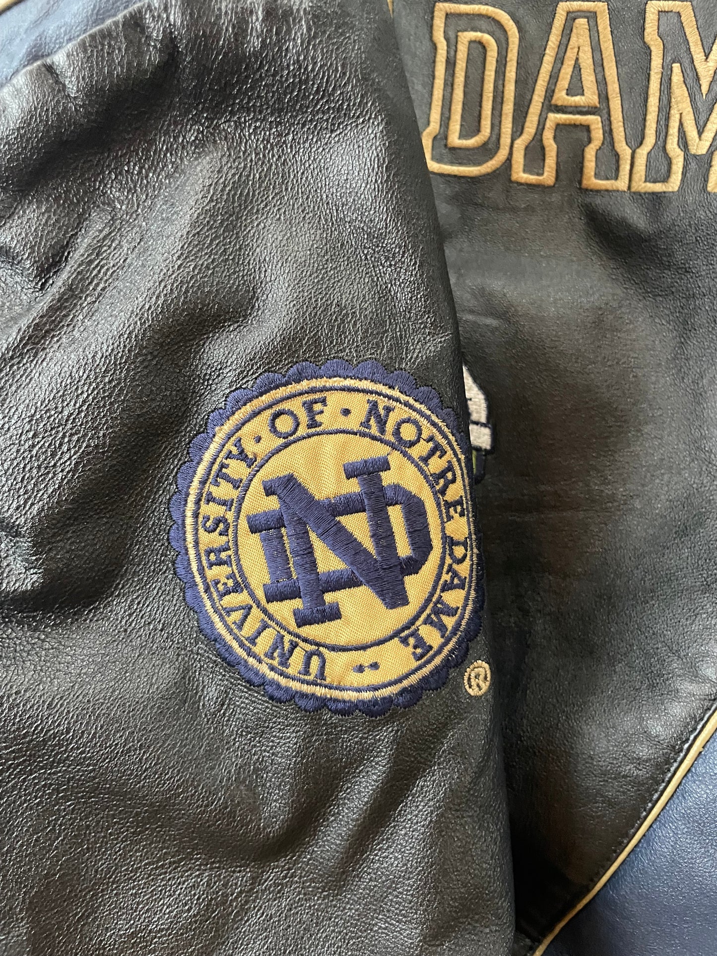 Vintage Notre Dame Leather Jacket Medium