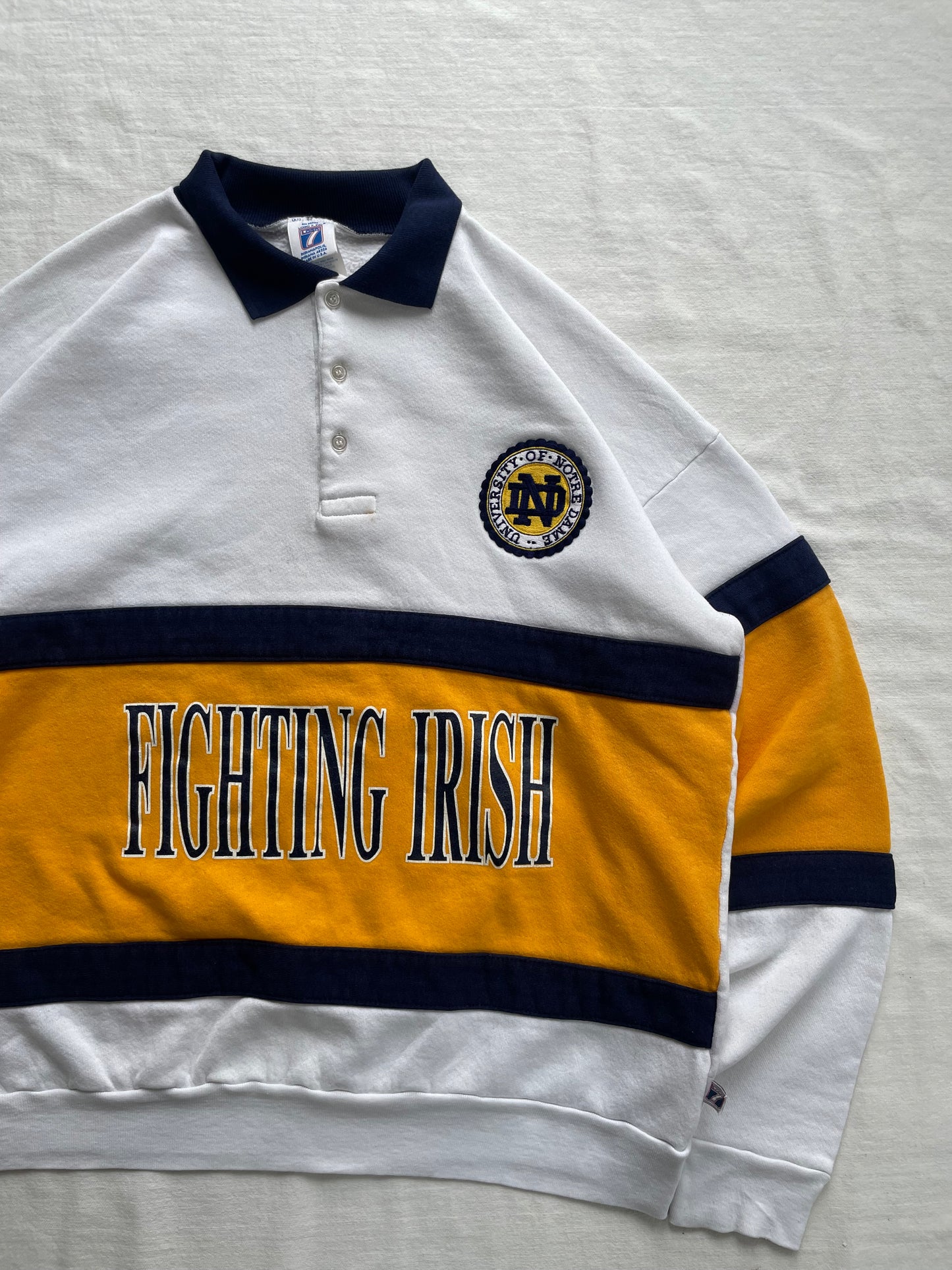 Vintage Notre Dame Rugby Polo Sweatshirt Large/XLarge