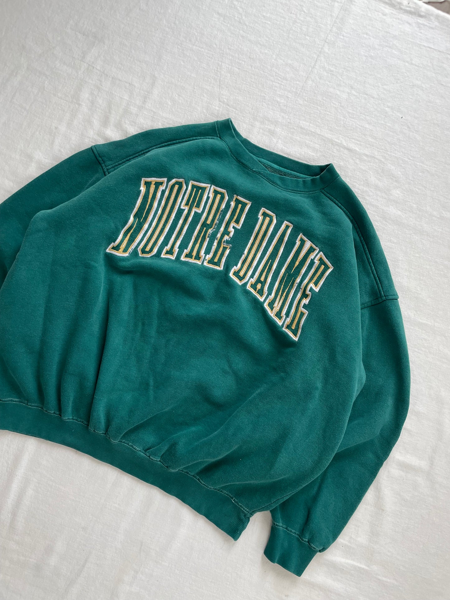 Vintage Notre Dame Green Crewneck Large