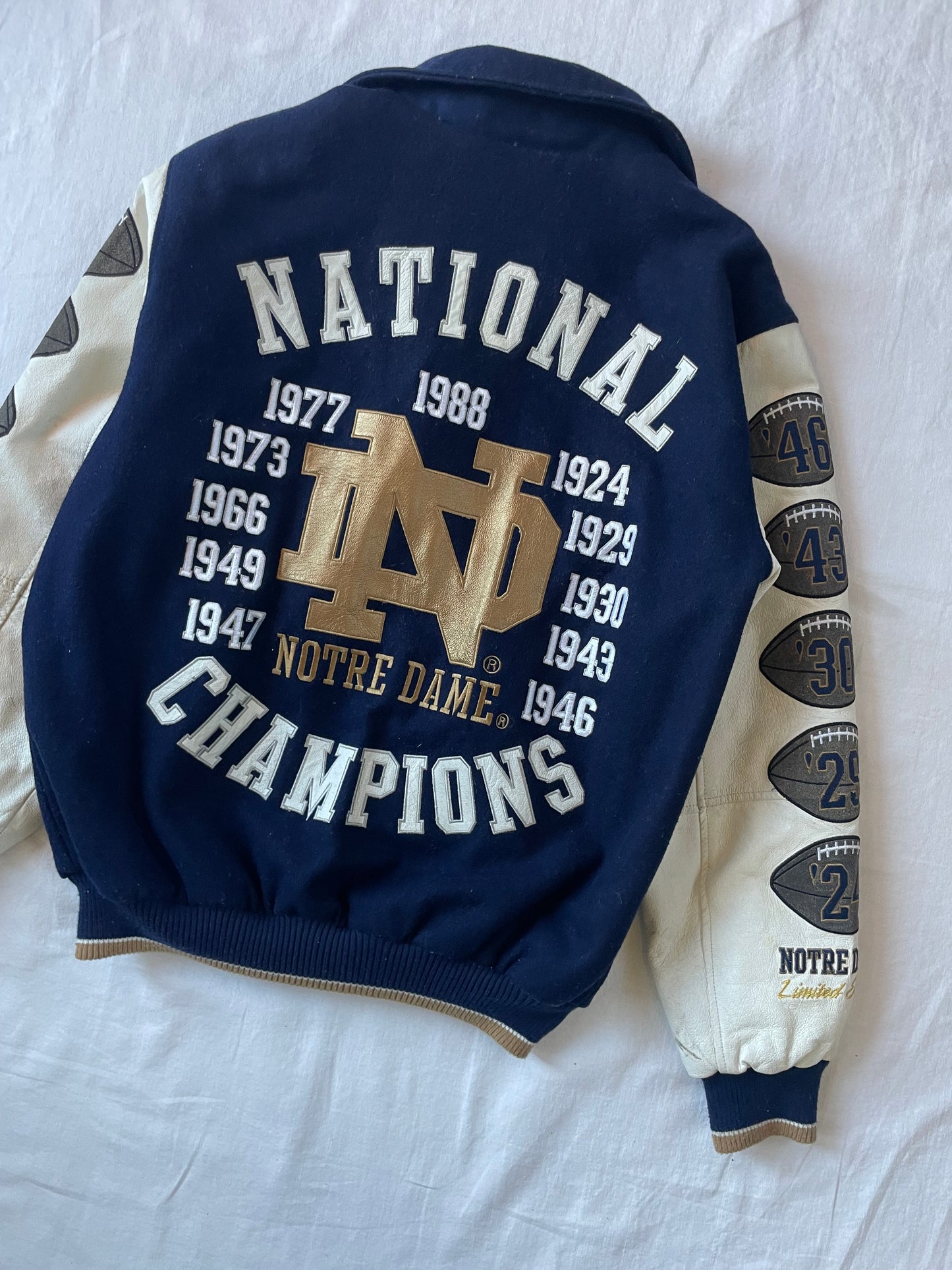 Vintage Notre Dame Nation Champions Varsity Jacket Large