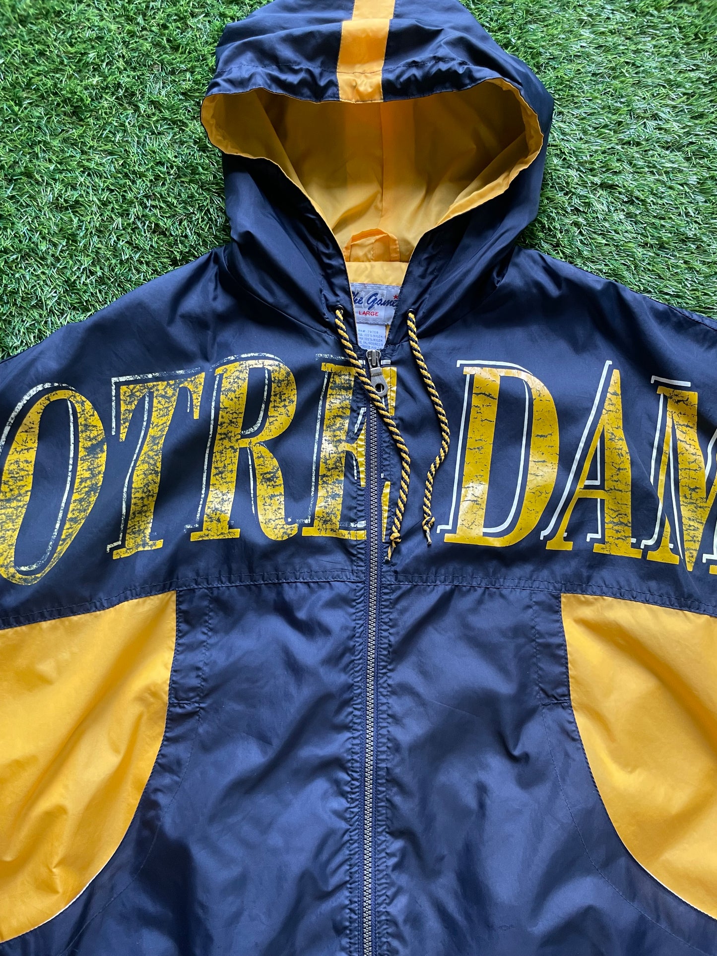 Vintage Notre Dame Spell Out Jacket Large