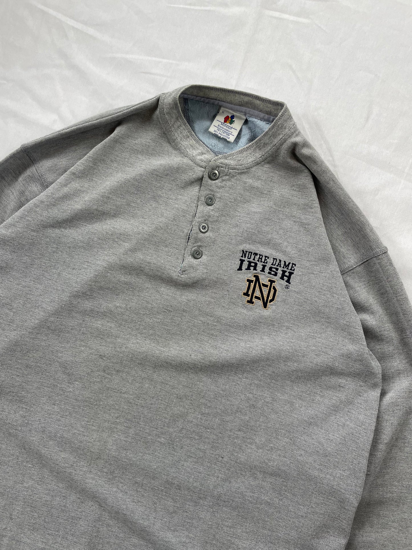 Vintage Notre Dame Henley Crewneck XLarge